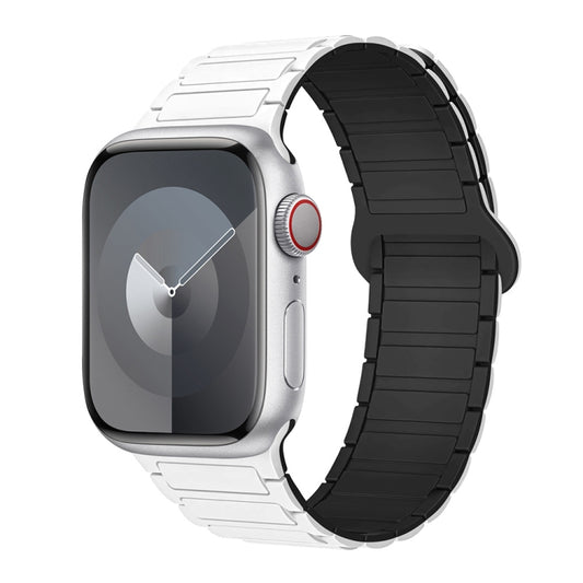 For Apple Watch Series 4 40mm I-Shaped Magnetic Silicone Watch Band(White Black) - Watch Bands by PMC Jewellery | Online Shopping South Africa | PMC Jewellery