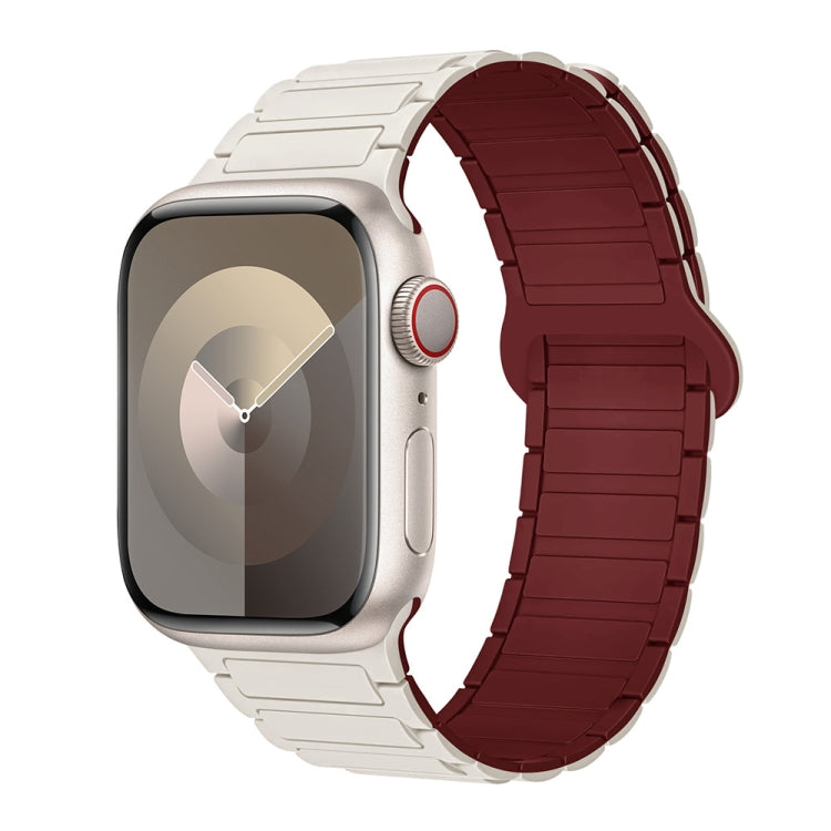 For Apple Watch 42mm I-Shaped Magnetic Silicone Watch Band(Starlight Wine Red) - Watch Bands by PMC TechLife | Online Shopping South Africa | PMC TechLife