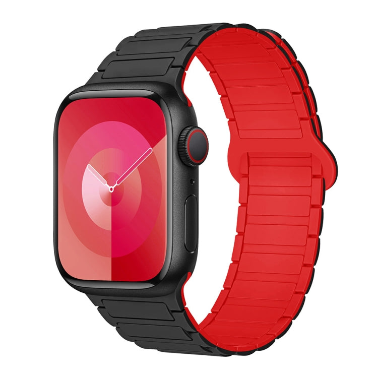 For Apple Watch 38mm I-Shaped Magnetic Silicone Watch Band(Black Red) - Watch Bands by PMC TechLife | Online Shopping South Africa | PMC TechLife