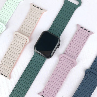 For Apple Watch Series 3 42mm I-Shaped Magnetic Silicone Watch Band(Light Purple Pink) - Watch Bands by PMC Jewellery | Online Shopping South Africa | PMC Jewellery