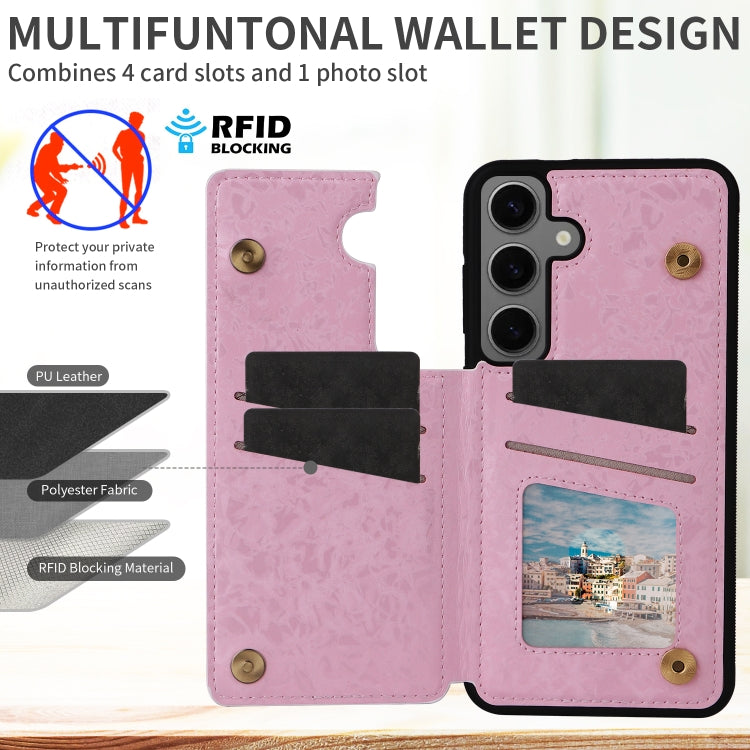 For Samsung Galaxy S25+ 5G Printed Double Buckle RFID Anti-theft Phone Case(Pastoral Rose) - Galaxy S25+ 5G Cases by PMC Jewellery | Online Shopping South Africa | PMC Jewellery | Buy Now Pay Later Mobicred