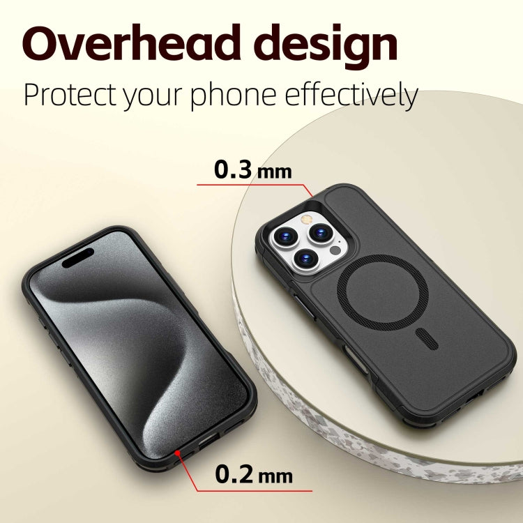 For iPhone 16 Pro RedPepper Armor Magsafe PC Hybrid TPU Phone Case(Black) - free shipping - PMC TechLife - Order now!