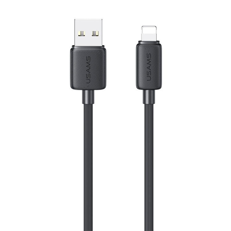 USAMS US-SJ689 USB to 8 Pin 2.4A Striped Fast Charge Data Cable, Length:1m(Black) - Normal Style Cable by USAMS | Online Shopping South Africa | PMC Jewellery | Buy Now Pay Later Mobicred