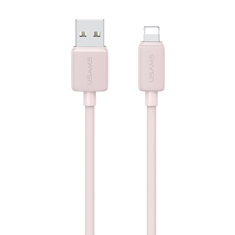 USAMS US-SJ699 USB to 8 Pin 2.4A Striped Fast Charge Data Cable, Length:3m(Pink) - Normal Style Cable by USAMS | Online Shopping South Africa | PMC Jewellery | Buy Now Pay Later Mobicred