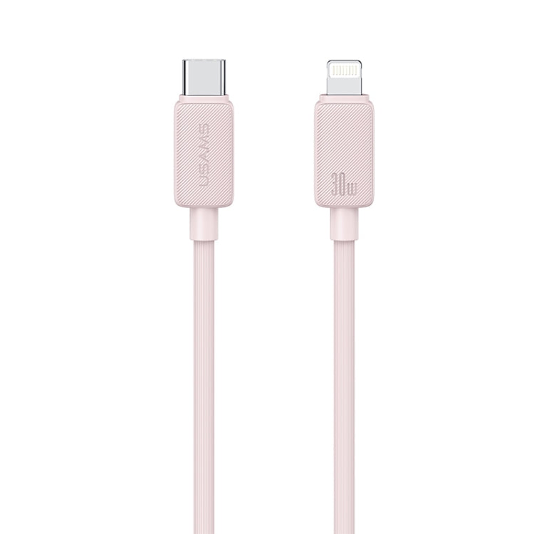 USAMS US-SJ697 USB-C / Type-C to 8 Pin 30W Striped Fast Charge Data Cable, Length:2m(Pink) - 2 in 1 Cable by USAMS | Online Shopping South Africa | PMC Jewellery | Buy Now Pay Later Mobicred