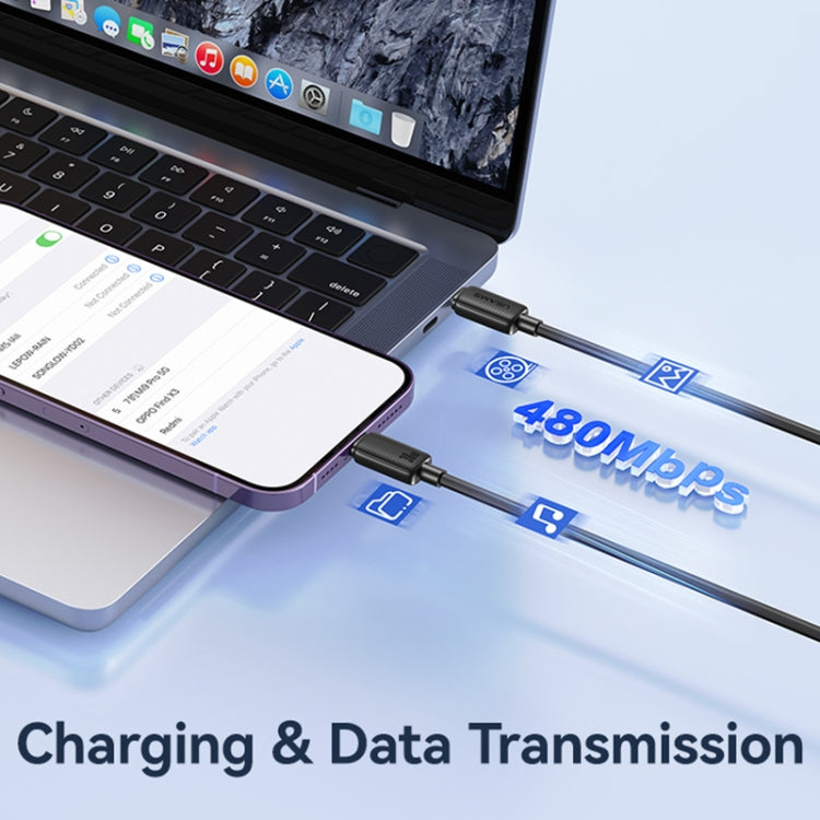 USAMS US-SJ697 USB-C / Type-C to 8 Pin 30W Striped Fast Charge Data Cable, Length:2m(Blue) - free shipping - PMC Jewellery - Order now!