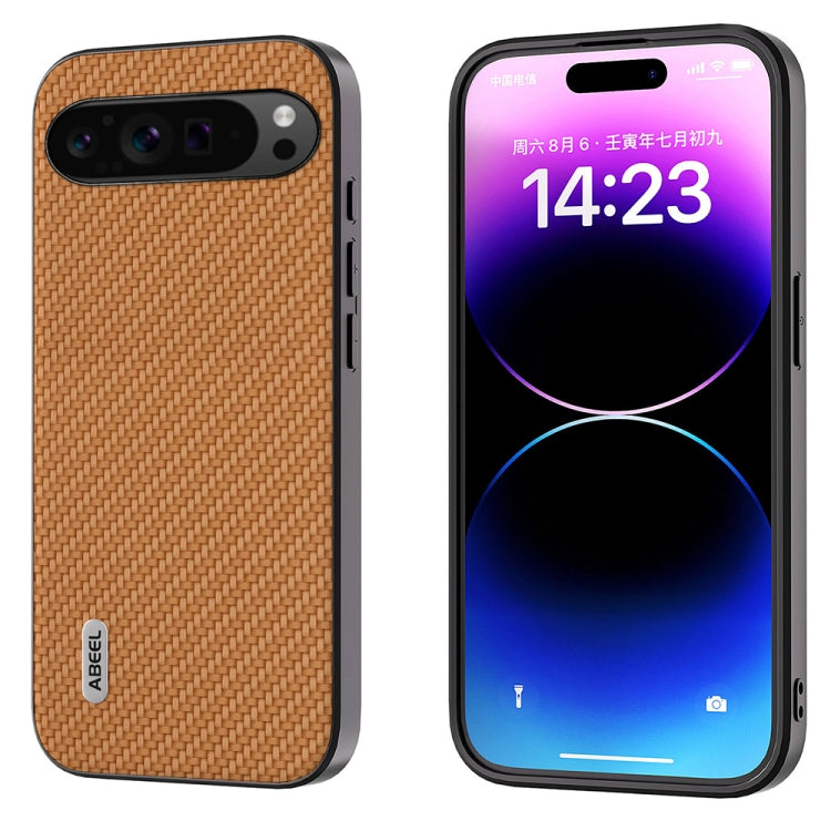 For Google Pixel 9 Pro ABEEL Carbon Fiber Texture Protective Phone Case(Light Brown) - Google Cases by PMC TechLife | Online Shopping South Africa | PMC TechLife | Buy Now Pay Later Mobicred