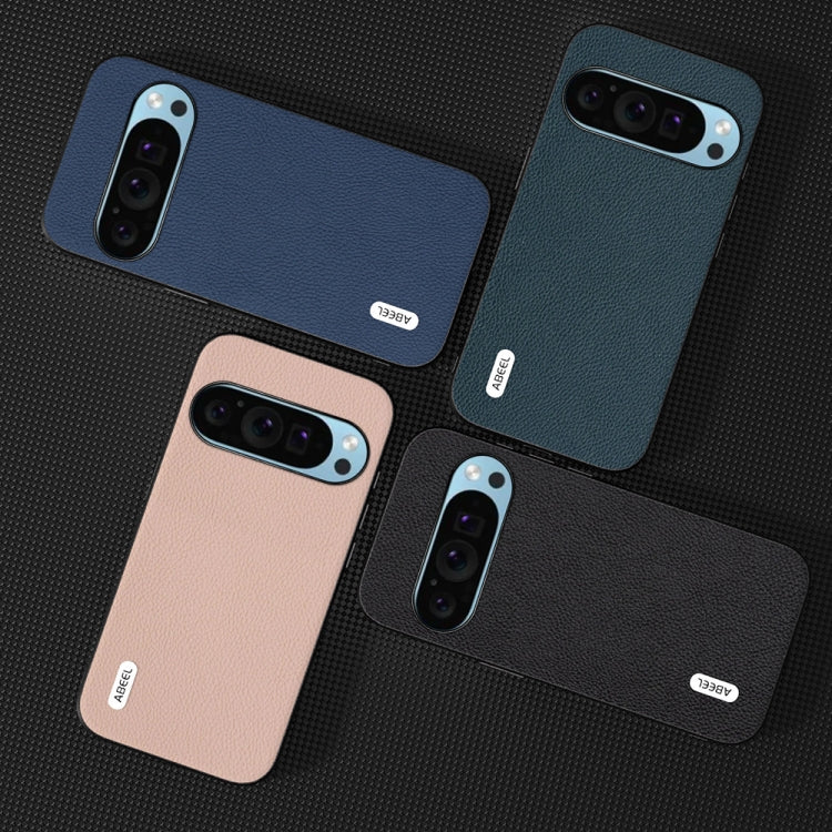 For Google Pixel 9 Pro ABEEL Genuine Leather + PC Litchi Texture Phone Case(Pink Gold) - Google Cases by PMC TechLife | Online Shopping South Africa | PMC TechLife | Buy Now Pay Later Mobicred