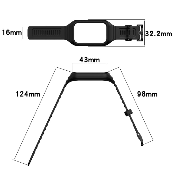 For Honor Band 9 Armor Integrated Silicone Watch Band(Black) - Watch Bands by PMC TechLife | Online Shopping South Africa | PMC TechLife