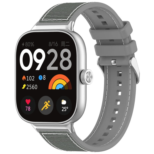 For Xiaomi Mi Band 8 Pro / Redmi Watch 4 Ordinary Buckle Hybrid Nylon Braid Silicone Watch Band(Grey) - Watch Bands by PMC Jewellery | Online Shopping South Africa | PMC Jewellery