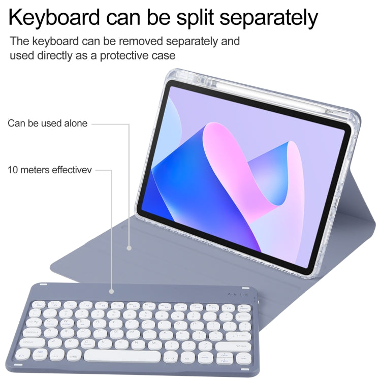 For Huawei MatePad 11 2023 / 2021 Round Button Bluetooth Keyboard Rotatable Holder Leather Case(Lavender Purple) - Huawei Keyboard by PMC TechLife | Online Shopping South Africa | PMC TechLife