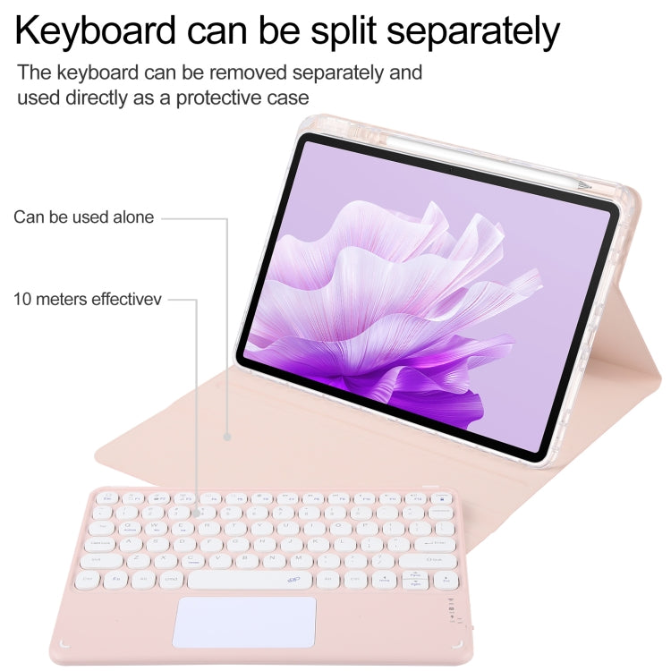 For Huawei MatePad Air 11.5 Round Button Bluetooth Keyboard Rotatable Holder Leather Case with Touchpad(Rose Gold) - Huawei Keyboard by PMC Jewellery | Online Shopping South Africa | PMC Jewellery