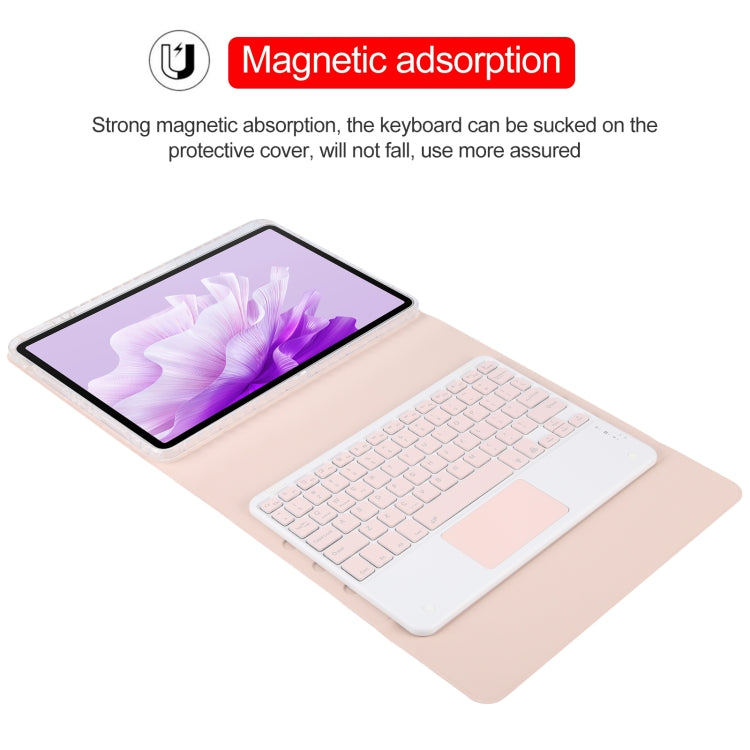 For Huawei MatePad Air 11.5 Square Button Bluetooth Keyboard Rotatable Holder Leather Case with Touchpad(Rose Gold) - Huawei Keyboard by PMC TechLife | Online Shopping South Africa | PMC TechLife