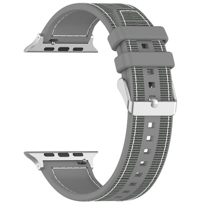 For Apple Watch SE 2023 44mm Ordinary Buckle Hybrid Nylon Braid Silicone Watch Band(Grey) - Watch Bands by PMC Jewellery | Online Shopping South Africa | PMC Jewellery