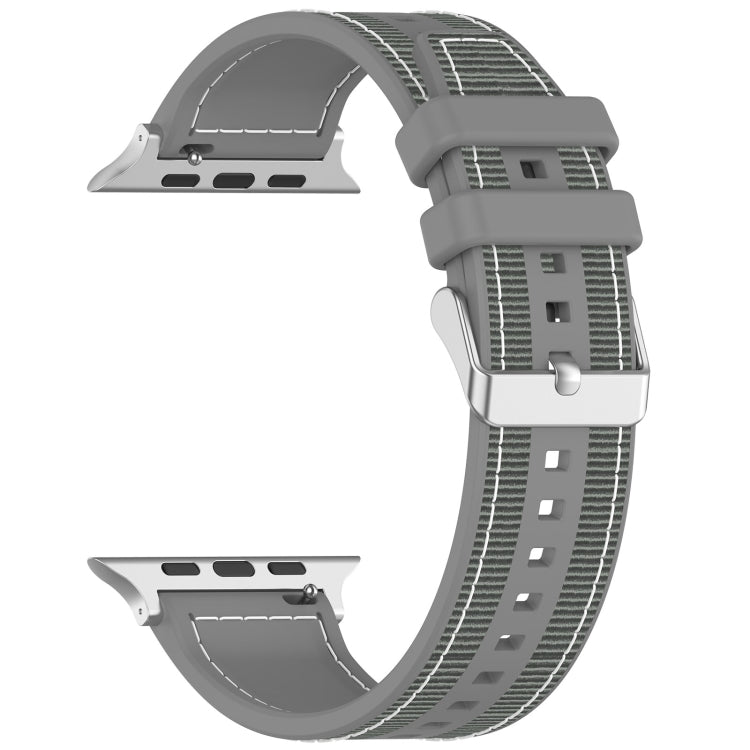 For Apple Watch Series 9 45mm Ordinary Buckle Hybrid Nylon Braid Silicone Watch Band(Grey) - Watch Bands by PMC Jewellery | Online Shopping South Africa | PMC Jewellery