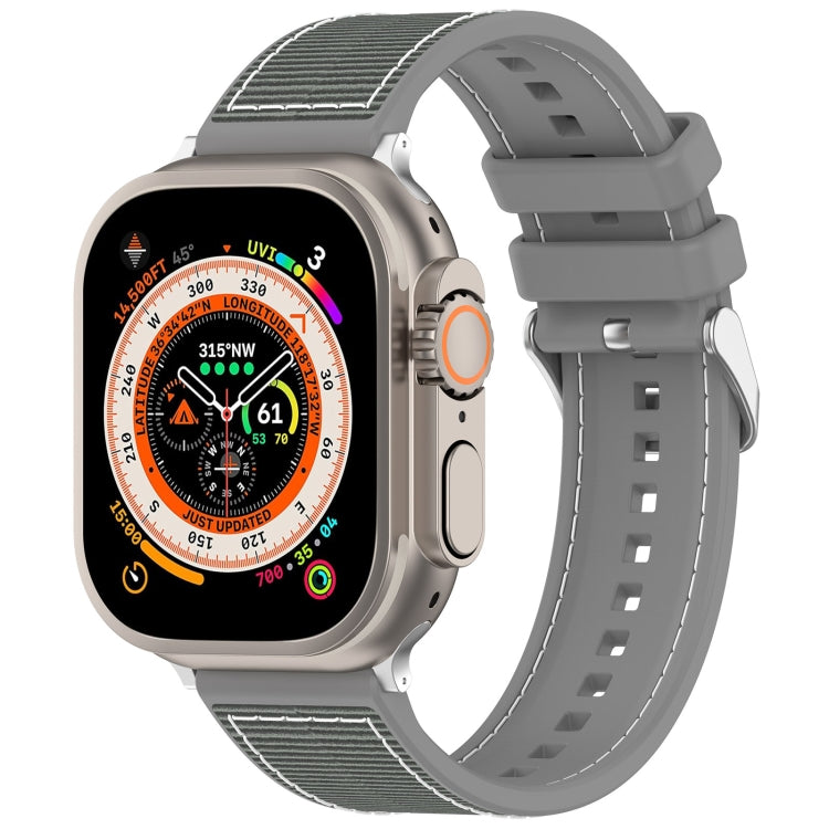 For Apple Watch Ultra 49mm Ordinary Buckle Hybrid Nylon Braid Silicone Watch Band(Grey) - Watch Bands by PMC Jewellery | Online Shopping South Africa | PMC Jewellery