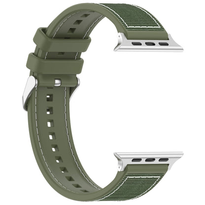 For Apple Watch Series 6 40mm Ordinary Buckle Hybrid Nylon Braid Silicone Watch Band(Green) - Watch Bands by PMC Jewellery | Online Shopping South Africa | PMC Jewellery