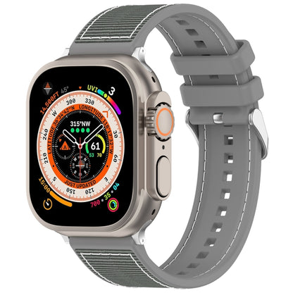 For Apple Watch Series 5 40mm Ordinary Buckle Hybrid Nylon Braid Silicone Watch Band(Grey) - Watch Bands by PMC Jewellery | Online Shopping South Africa | PMC Jewellery