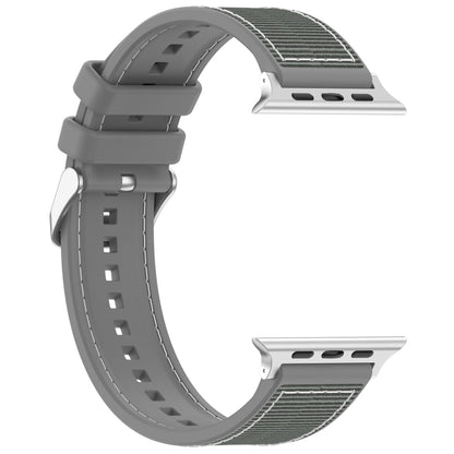 For Apple Watch Series 4 44mm Ordinary Buckle Hybrid Nylon Braid Silicone Watch Band(Grey) - Watch Bands by PMC Jewellery | Online Shopping South Africa | PMC Jewellery