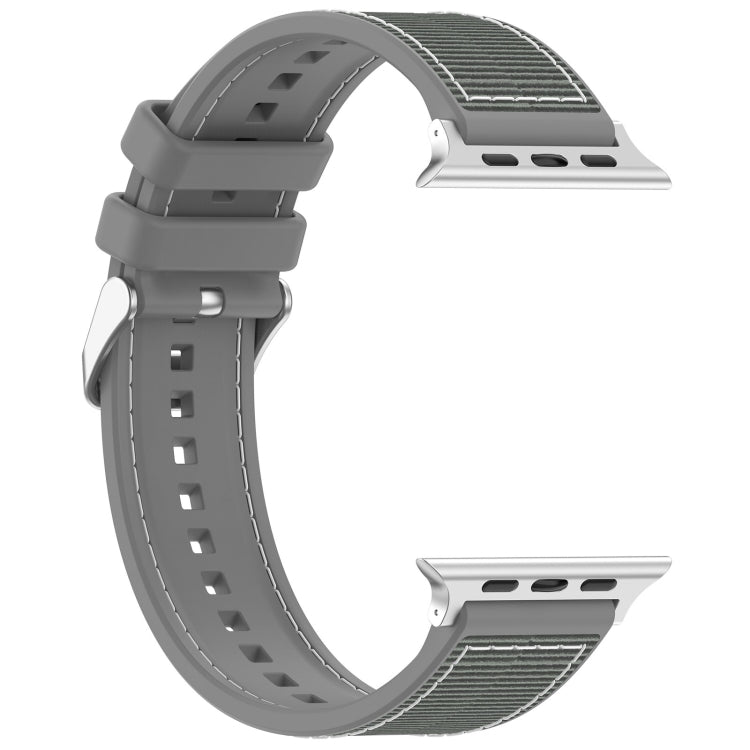 For Apple Watch Series 4 40mm Ordinary Buckle Hybrid Nylon Braid Silicone Watch Band(Grey) - Watch Bands by PMC Jewellery | Online Shopping South Africa | PMC Jewellery