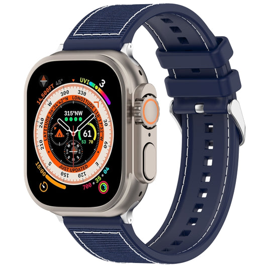 For Apple Watch Series 4 40mm Ordinary Buckle Hybrid Nylon Braid Silicone Watch Band(Midnight Blue) - Watch Bands by PMC Jewellery | Online Shopping South Africa | PMC Jewellery