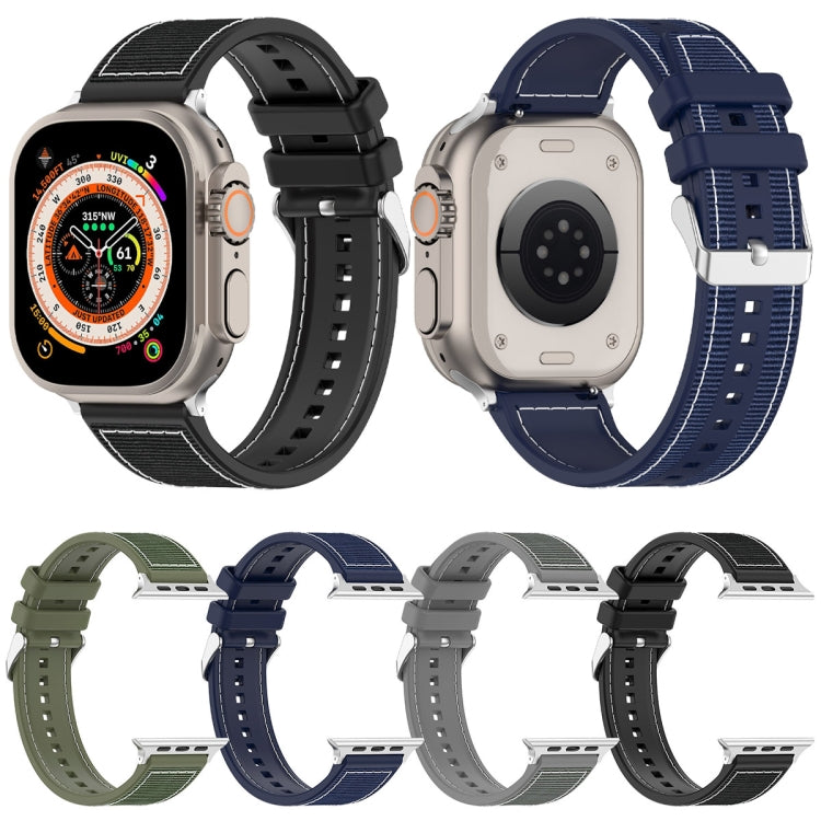 For Apple Watch SE 44mm Ordinary Buckle Hybrid Nylon Braid Silicone Watch Band(Grey) - Watch Bands by PMC TechLife | Online Shopping South Africa | PMC TechLife