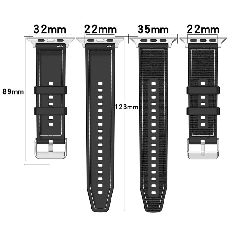 For Apple Watch SE 2022 44mm Ordinary Buckle Hybrid Nylon Braid Silicone Watch Band(Black) - Watch Bands by PMC Jewellery | Online Shopping South Africa | PMC Jewellery