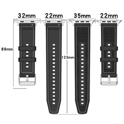 For Apple Watch Ultra 49mm Ordinary Buckle Hybrid Nylon Braid Silicone Watch Band(Black) - Watch Bands by PMC Jewellery | Online Shopping South Africa | PMC Jewellery