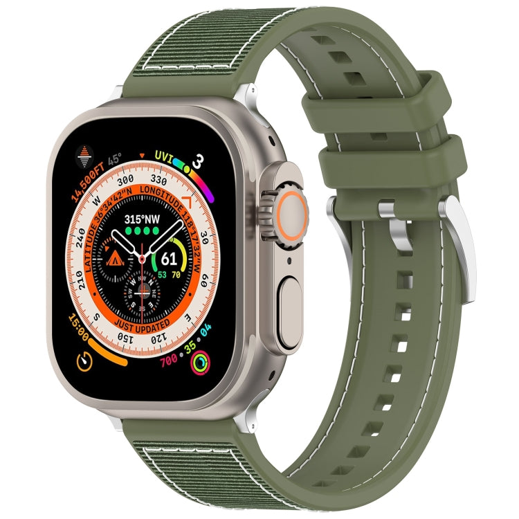 For Apple Watch Ultra 2 49mm Official Buckle Hybrid Nylon Braid Silicone Watch Band(Green) - Watch Bands by PMC Jewellery | Online Shopping South Africa | PMC Jewellery