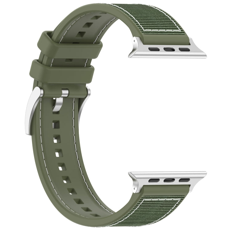 For Apple Watch Ultra 2 49mm Official Buckle Hybrid Nylon Braid Silicone Watch Band(Green) - Watch Bands by PMC Jewellery | Online Shopping South Africa | PMC Jewellery