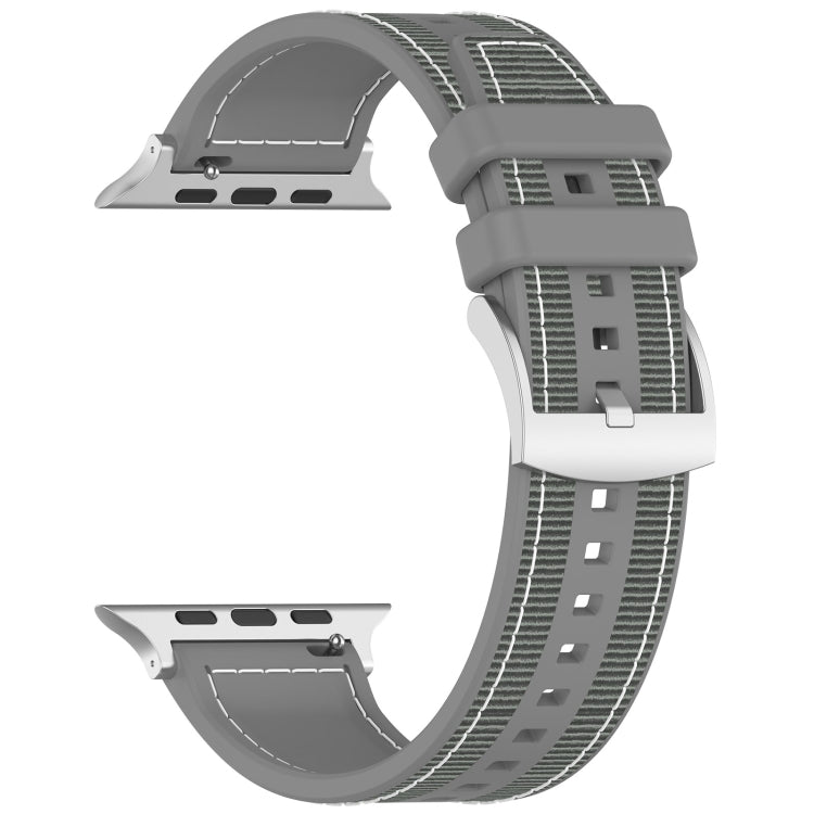 For Apple Watch Series 9 41mm Official Buckle Hybrid Nylon Braid Silicone Watch Band(Grey) - Watch Bands by PMC Jewellery | Online Shopping South Africa | PMC Jewellery