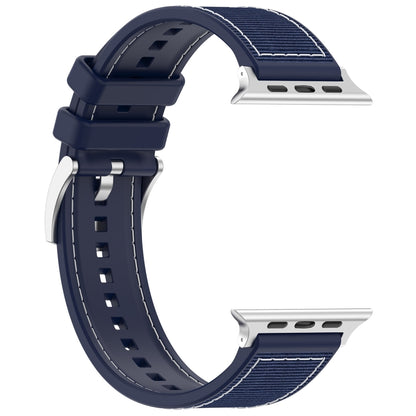 For Apple Watch Ultra 49mm Official Buckle Hybrid Nylon Braid Silicone Watch Band(Midnight Blue) - Watch Bands by PMC Jewellery | Online Shopping South Africa | PMC Jewellery