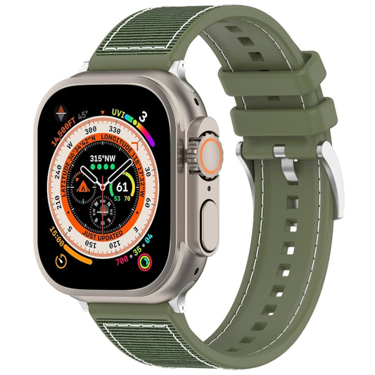 For Apple Watch Series 7 41mm Official Buckle Hybrid Nylon Braid Silicone Watch Band(Green) - Watch Bands by PMC Jewellery | Online Shopping South Africa | PMC Jewellery