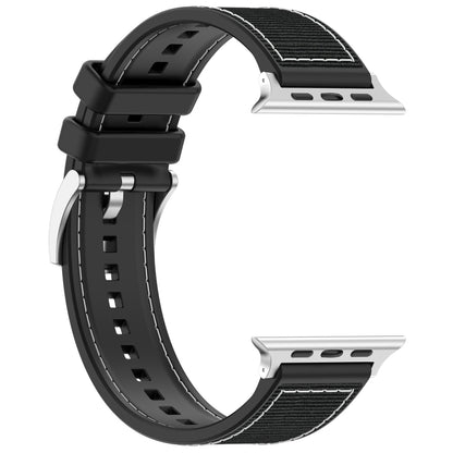 For Apple Watch SE 40mm Official Buckle Hybrid Nylon Braid Silicone Watch Band(Black) - Watch Bands by PMC Jewellery | Online Shopping South Africa | PMC Jewellery