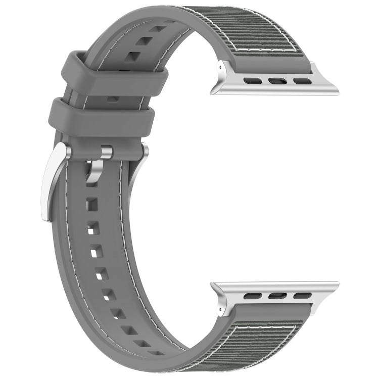 For Apple Watch Series 6 44mm Official Buckle Hybrid Nylon Braid Silicone Watch Band(Grey) - Watch Bands by PMC Jewellery | Online Shopping South Africa | PMC Jewellery