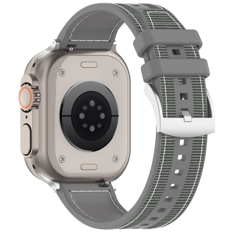 For Apple Watch 38mm Official Buckle Hybrid Nylon Braid Silicone Watch Band(Grey) - Watch Bands by PMC Jewellery | Online Shopping South Africa | PMC Jewellery