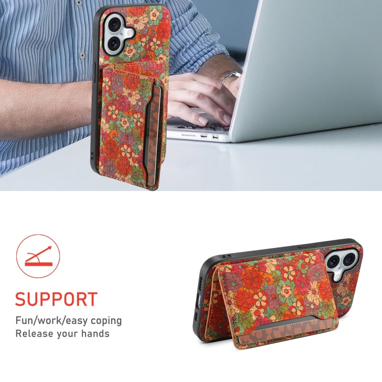 For iPhone 16 Card Slot Holder Phone Case(Summer Red) - iPhone 16 Cases by PMC TechLife | Online Shopping South Africa | PMC TechLife | Buy Now Pay Later Mobicred