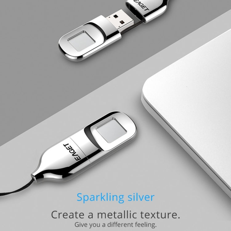 EAGET FU5 64G USB 2.0 Interface Metal Flash U Disk with Fingerprint Identification - free shipping - PMC Jewellery - Order now!
