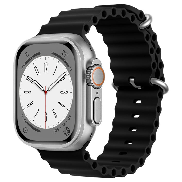 For Apple Watch SE 2023 44mm ZGA Ocean Silicone Watch Band(Black) - Watch Bands by ZGA | Online Shopping South Africa | PMC Jewellery