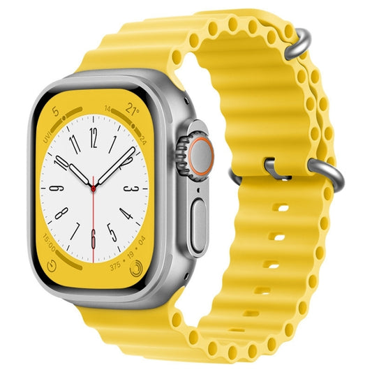 For Apple Watch Series 9 45mm ZGA Ocean Silicone Watch Band(Yellow) - Watch Bands by ZGA | Online Shopping South Africa | PMC Jewellery