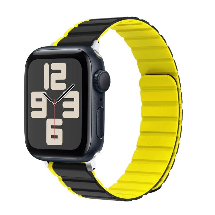 For Apple Watch SE 2023 44mm ZGA Two Color Magnetic Silicone Watch Band(Grey+Yellow) - Watch Bands by ZGA | Online Shopping South Africa | PMC Jewellery | Buy Now Pay Later Mobicred