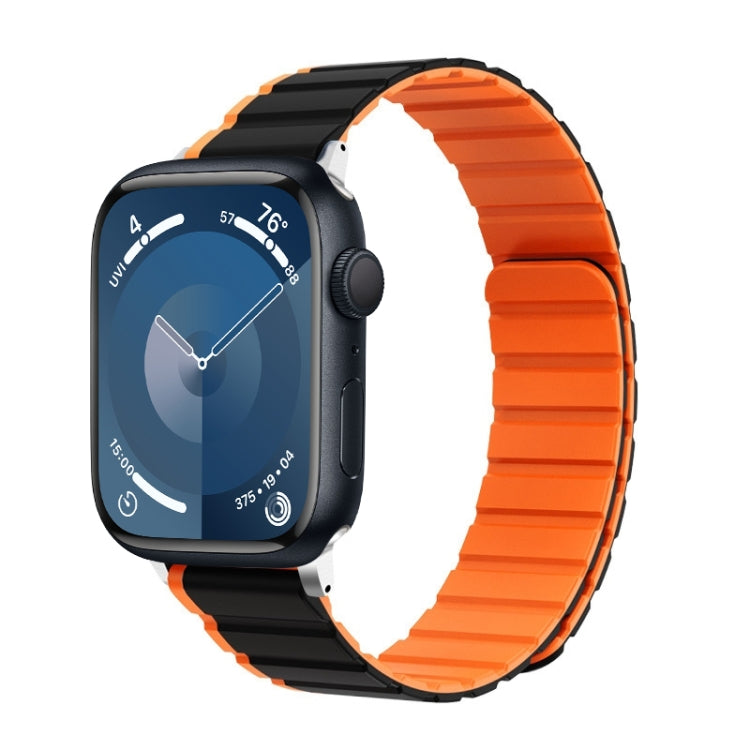 For Apple Watch Series 9 45mm ZGA Two Color Magnetic Silicone Watch Band(Black+Orange) - Watch Bands by ZGA | Online Shopping South Africa | PMC Jewellery | Buy Now Pay Later Mobicred