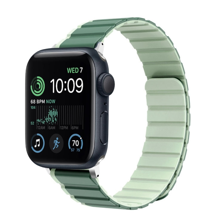 For Apple Watch SE 2022 44mm ZGA Two Color Magnetic Silicone Watch Band(Dark Green+Light Green) - Watch Bands by ZGA | Online Shopping South Africa | PMC Jewellery | Buy Now Pay Later Mobicred