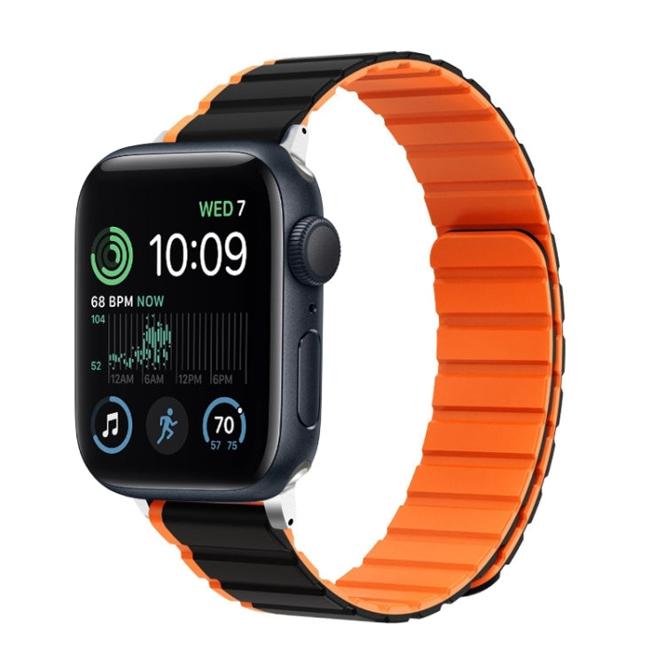 For Apple Watch SE 44mm ZGA Two Color Magnetic Silicone Watch Band(Black+Orange) - Watch Bands by ZGA | Online Shopping South Africa | PMC Jewellery | Buy Now Pay Later Mobicred