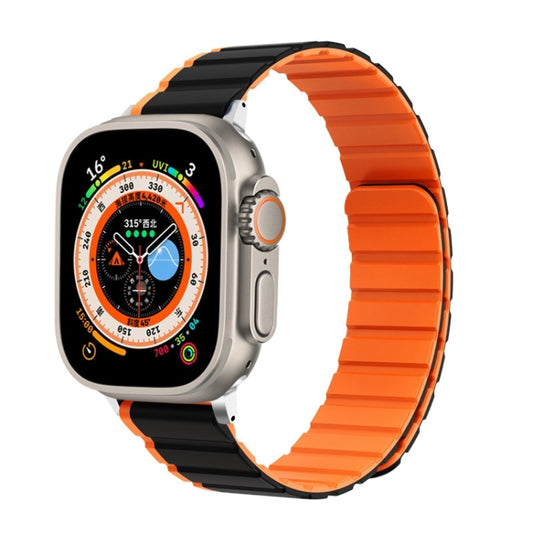 For Apple Watch Series 6 44mm ZGA Two Color Magnetic Silicone Watch Band(Black+Orange) - Watch Bands by ZGA | Online Shopping South Africa | PMC Jewellery
