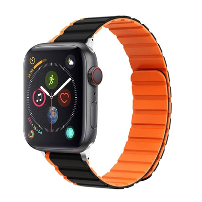 For Apple Watch Series 4 44mm ZGA Two Color Magnetic Silicone Watch Band(Black+Orange) - Watch Bands by ZGA | Online Shopping South Africa | PMC Jewellery | Buy Now Pay Later Mobicred