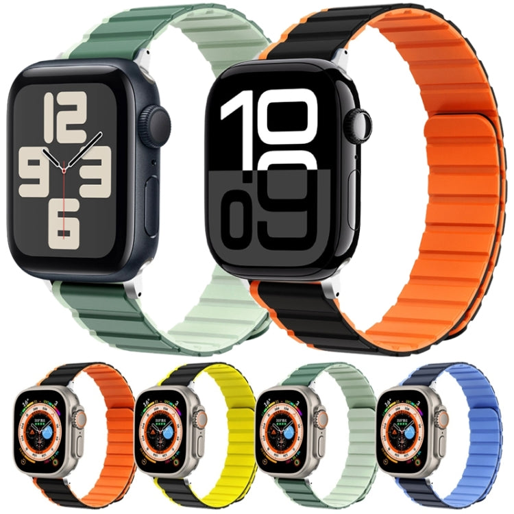 For Apple Watch SE 44mm ZGA Two Color Magnetic Silicone Watch Band(Black+Orange) - Watch Bands by ZGA | Online Shopping South Africa | PMC Jewellery | Buy Now Pay Later Mobicred