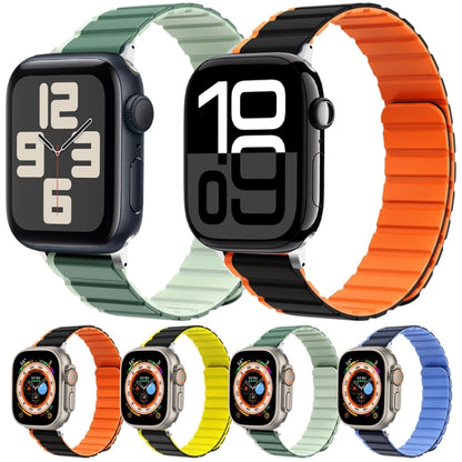 For Apple Watch Series 8 45mm ZGA Two Color Magnetic Silicone Watch Band(Black+Orange) - Watch Bands by ZGA | Online Shopping South Africa | PMC Jewellery | Buy Now Pay Later Mobicred