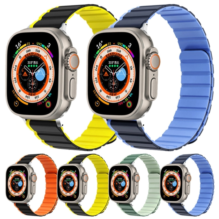 For Apple Watch Series 8 45mm ZGA Two Color Magnetic Silicone Watch Band(Grey+Yellow) - Watch Bands by ZGA | Online Shopping South Africa | PMC Jewellery