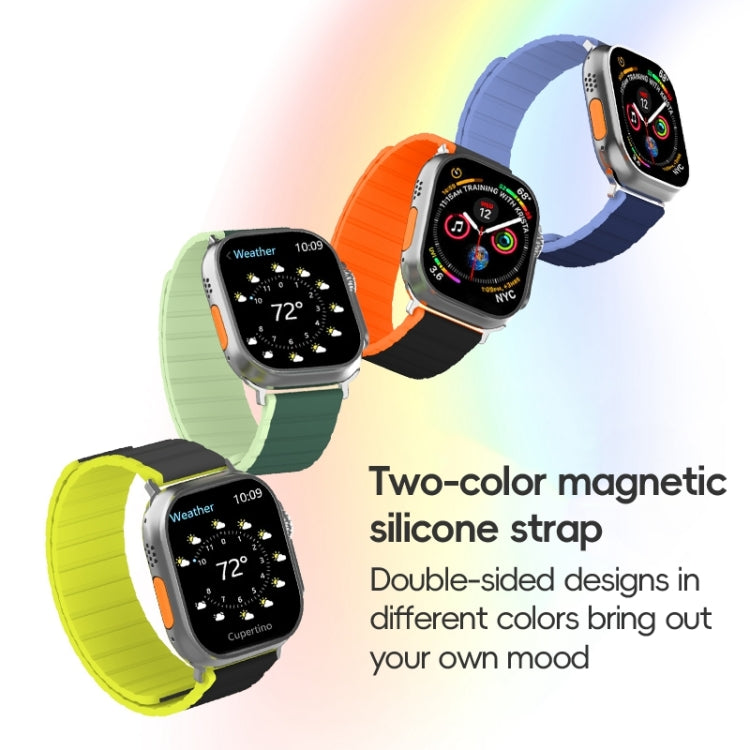 For Apple Watch Series 7 45mm ZGA Two Color Magnetic Silicone Watch Band(Black+Orange) - Watch Bands by ZGA | Online Shopping South Africa | PMC Jewellery